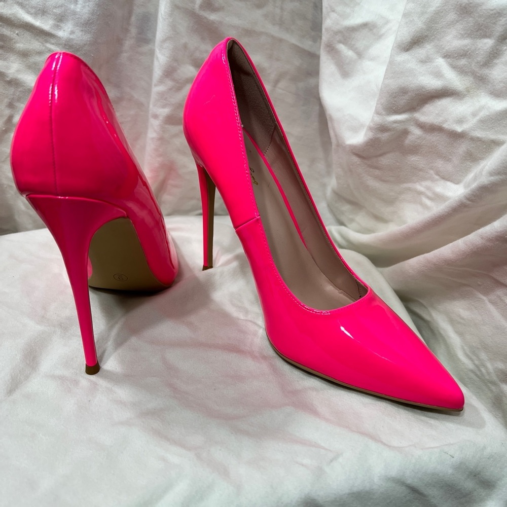 NWOT..Elisabeth Lang Ladys Stiletto Pumps Size 9 Color Barbie Pink 5”☑️ - Picture 5 of 9
